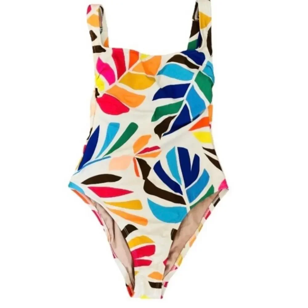 New Tabitha Brown Multi Color Palm Tree One Piece Swimsuit Medium